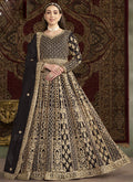 Vegaa Fashion Dark Brown Net Embroidered Anarkali Suit | Grocsy