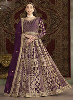 Vegaa Fashion Violet Net Embroidered Anarkali Suit | Grocsy