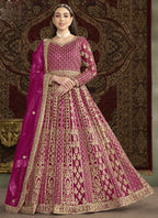 Vegaa Fashion Pink Net Embroidered Anarkali Suit | Grocsy