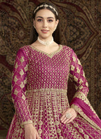 Vegaa Fashion Pink Net Embroidered Anarkali Suit | Grocsy