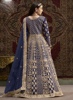 Vegaa Fashion Blue Net Embroidered Anarkali Suit | Grocsy