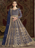 Vegaa Fashion Blue Net Embroidered Anarkali Suit | Grocsy