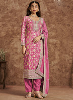 Vegaa Fashion Pink Dola Silk Jacquard Designer Salwar Suit | Grocsy
