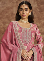 Vegaa Fashion Light Peach Dola Silk Jacquard Designer Salwar Suit | Grocsy