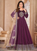 Vegaa Fashion Designer Viiolet Tafeta Silk Embroidery Anarkali Suit | Grocsy