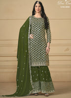 Vegaa Fashion Designer Mehendi Faux Georgette Embroidery Sharara Suit | Grocsy