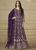 Vegaa Fashion Designer Violet Faux Georgette Embroidery Anarkali Suit | Grocsy