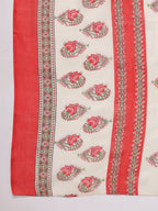 Janasya Regular Poly Cotton Cream Ethnic Motifs Notch Neck Set | Grocsy