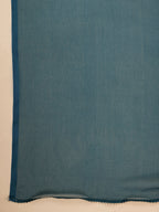 Janasya Straight Magics Slub Teal Embroidered Round Neck Kurta,Bottom & Dupatta | Grocsy