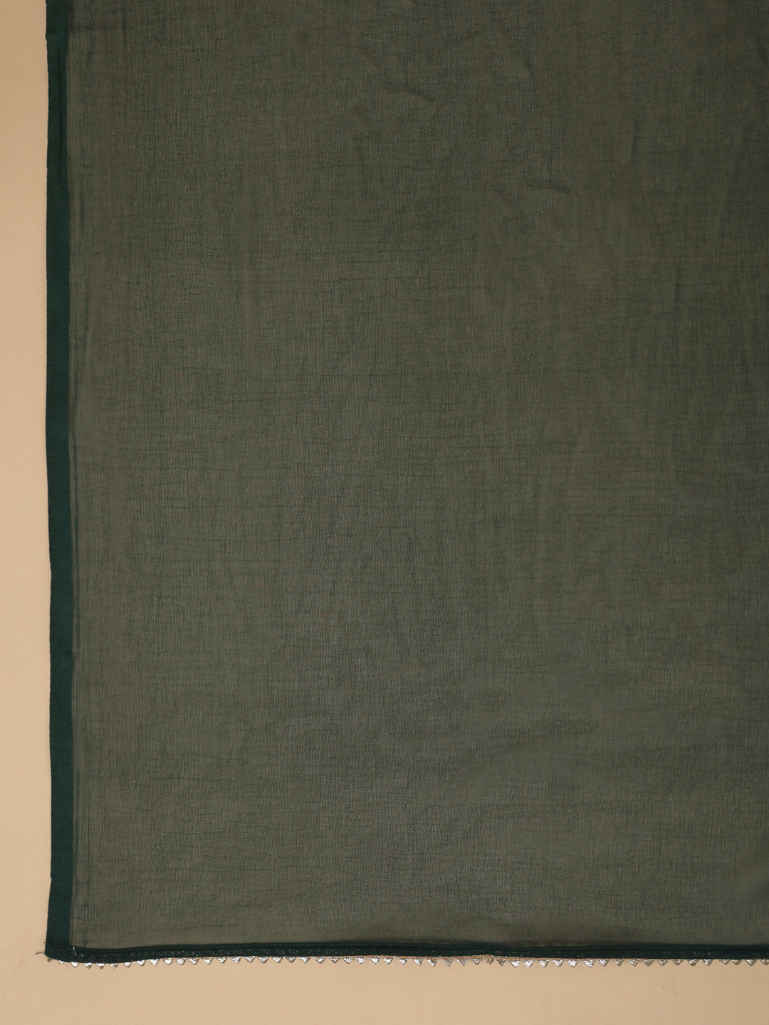 Janasya Straight Magics Slub Dark Green Yoke Embroidery Round Neck Kurta,Bottom & Dupatta | Grocsy