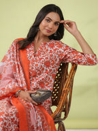 Janasya Regular Poly Cotton Off White Ethnic Motifs Round Neck Kurta Set | Grocsy