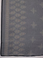 Janasya Pleated Biscuit Slub Teal Ethnic Motifs V-Neck Kurta,Bottom & Dupatta | Grocsy