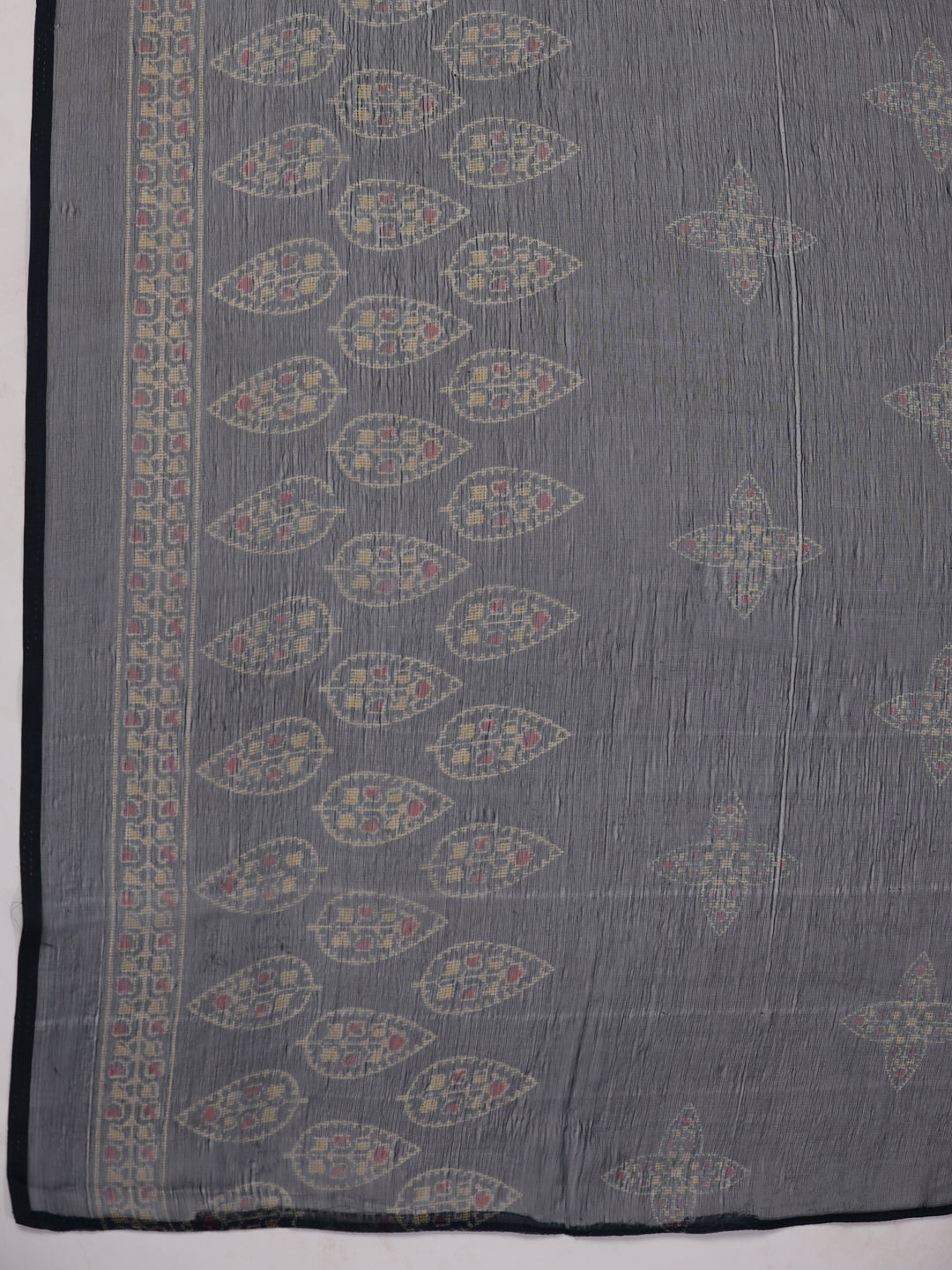 Janasya Pleated Biscuit Slub Teal Ethnic Motifs V-Neck Kurta,Bottom & Dupatta | Grocsy