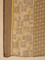 Janasya Regular Biscuit Slub Beige Gemometric Square Neck Kurta,Bottom & Dupatta | Grocsy