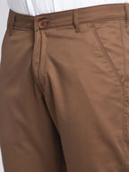 Jainish Men's Brown Tapered Fit Formal Trousers | Grocsy
