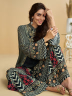 Aarshi Fashions Black Heavy Crepe Digital Print Palazzo Suits | Grocsy