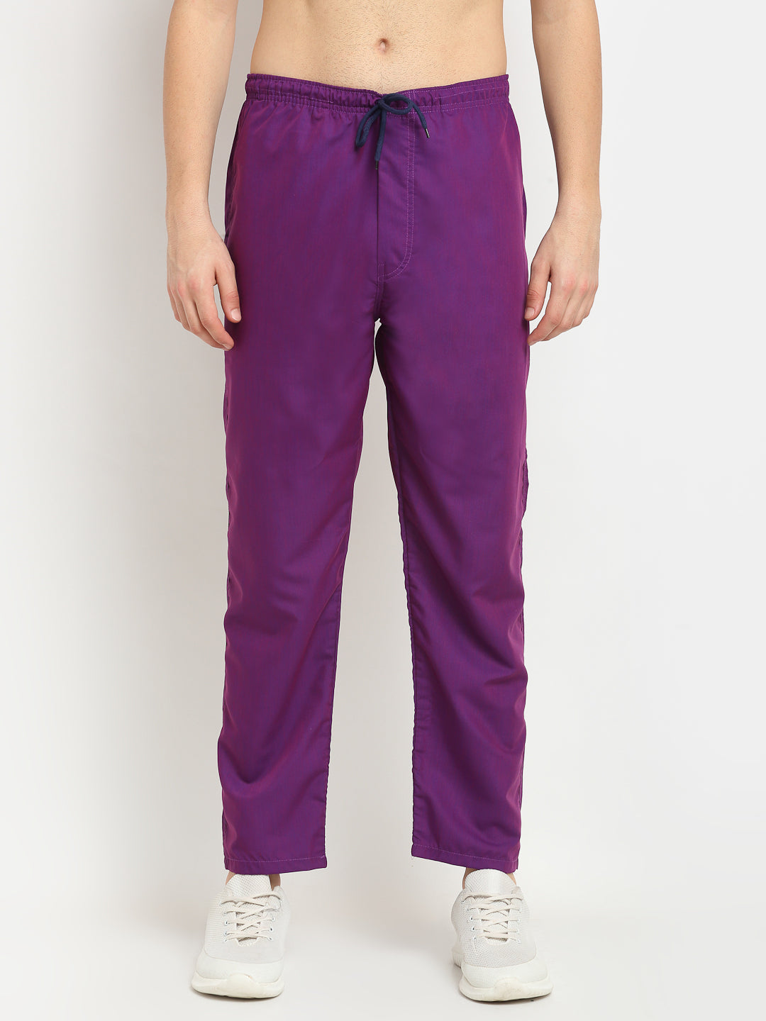 Jainish Men's Solid Cotton Track Pants - Purple | Grocsy