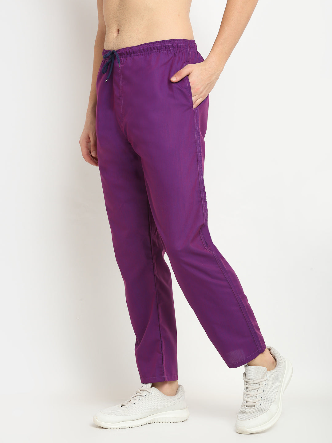 Jainish Men's Solid Cotton Track Pants - Purple | Grocsy
