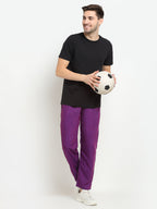 Jainish Men's Solid Cotton Track Pants - Purple | Grocsy