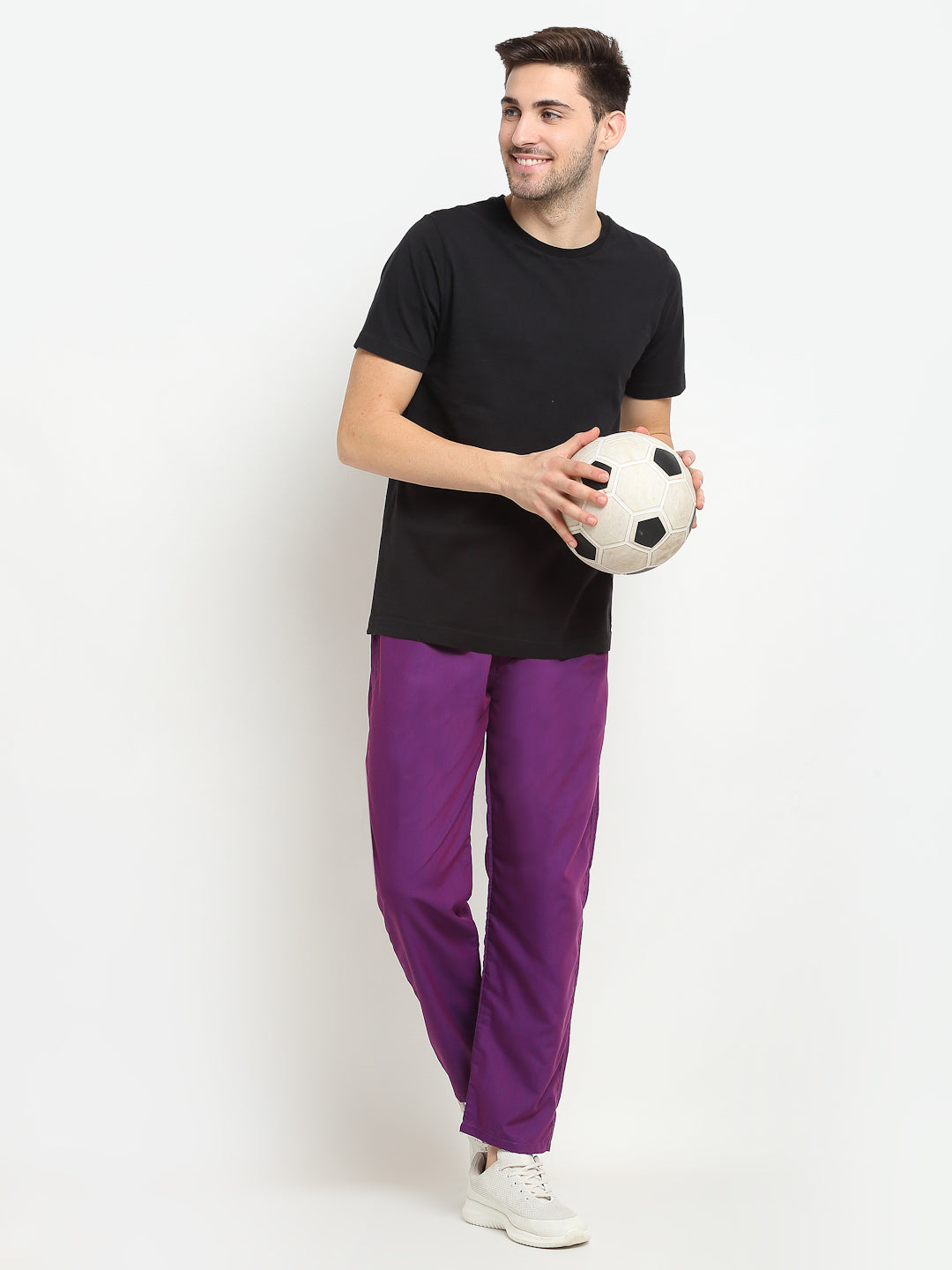 Jainish Men's Solid Cotton Track Pants - Purple | Grocsy
