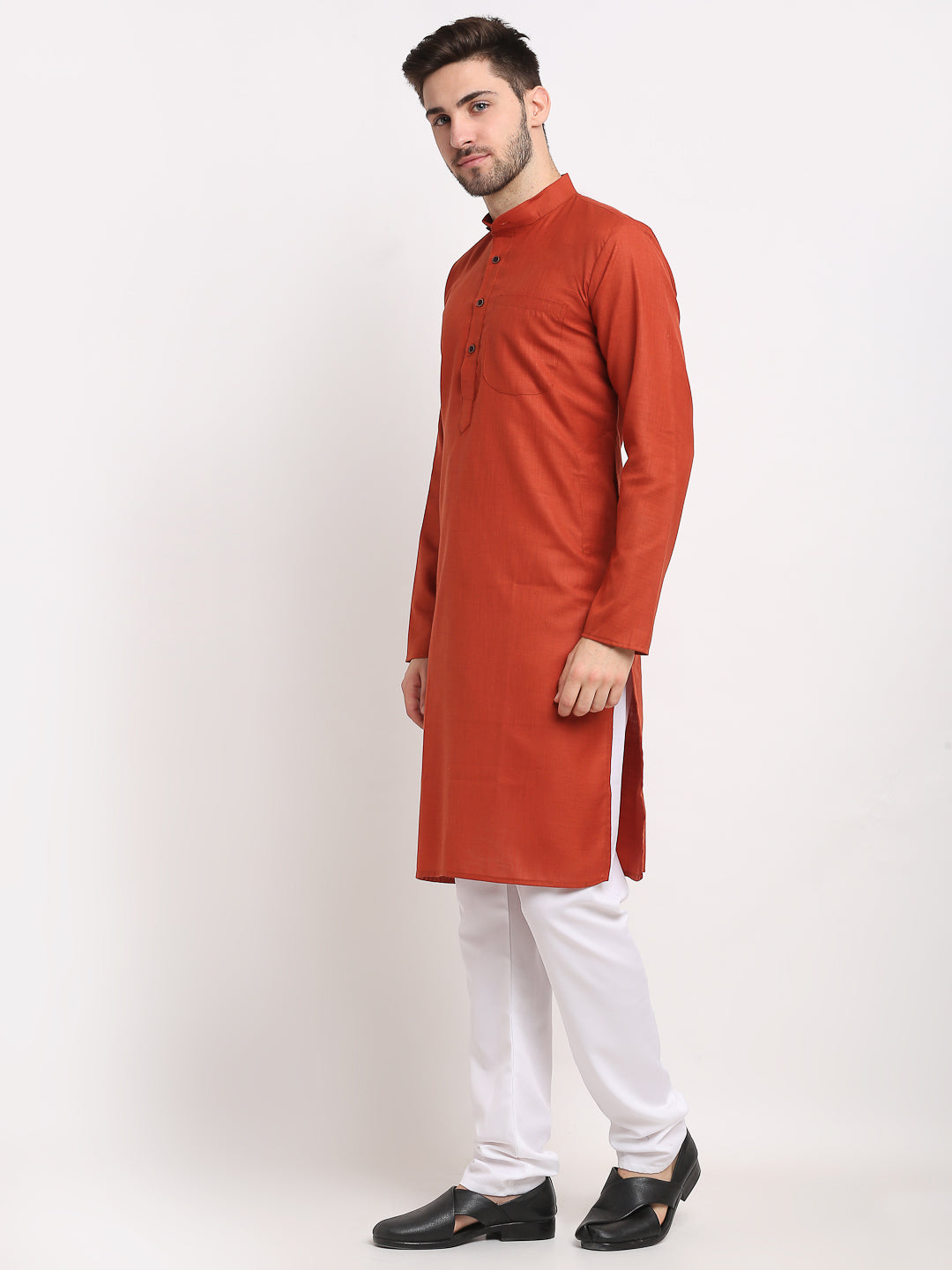 Jompers Men's Cotton Solid Kurta Pyjama - Brown | Grocsy