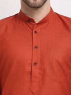 Jompers Men's Cotton Solid Kurta Pyjama - Brown | Grocsy