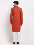 Jompers Men's Cotton Solid Kurta Pyjama - Brown | Grocsy