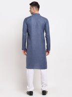 Jompers Men's Cotton Solid Kurta Pyjama - Dark-Grey | Grocsy