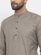 Jompers Men's Grey & White Solid Kurta with Churidar | Grocsy