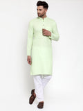 Jompers Men's Cotton Solid Kurta Pyjama - Lime | Grocsy