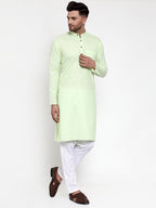 Jompers Men's Cotton Solid Kurta Pyjama - Lime | Grocsy