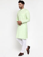 Jompers Men's Cotton Solid Kurta Pyjama - Lime | Grocsy