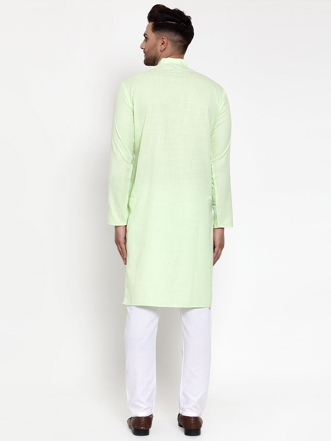Jompers Men's Cotton Solid Kurta Pyjama - Lime | Grocsy