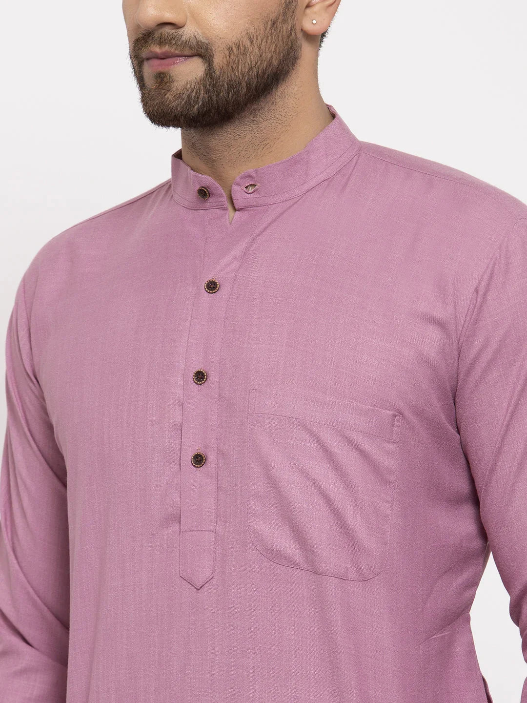 Jompers Men's Magenta Pink & White Solid Kurta with Churidar | Grocsy