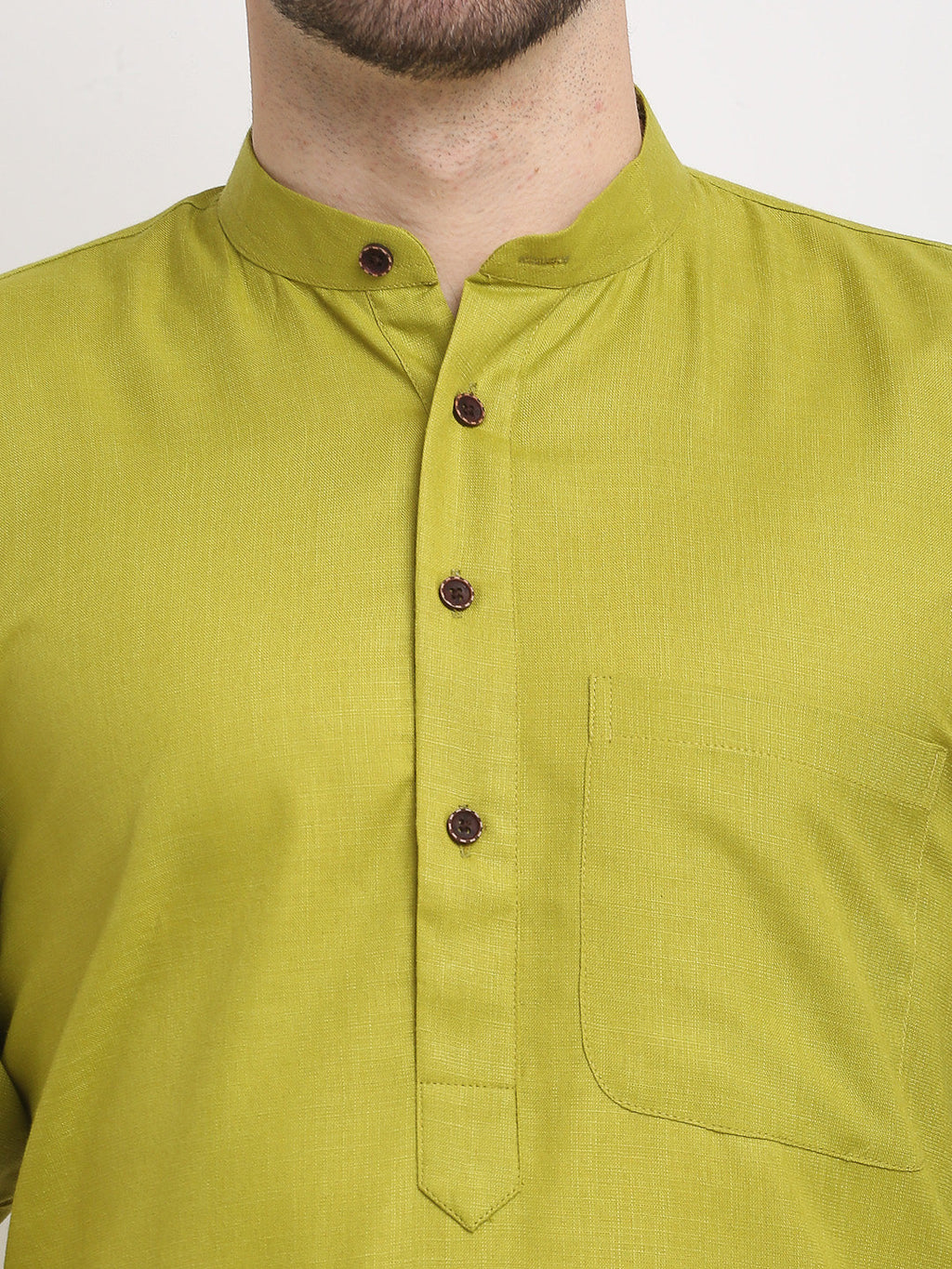 Jompers Men's Cotton Solid Kurta Pyjama - Olive | Grocsy