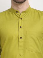 Jompers Men's Cotton Solid Kurta Pyjama - Olive | Grocsy