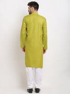 Jompers Men's Cotton Solid Kurta Pyjama - Olive | Grocsy