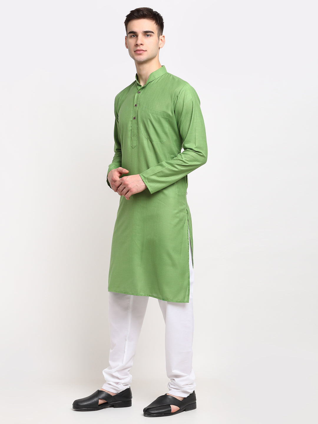 Jompers Men's Cotton Solid Kurta Pyjama - Parrot | Grocsy