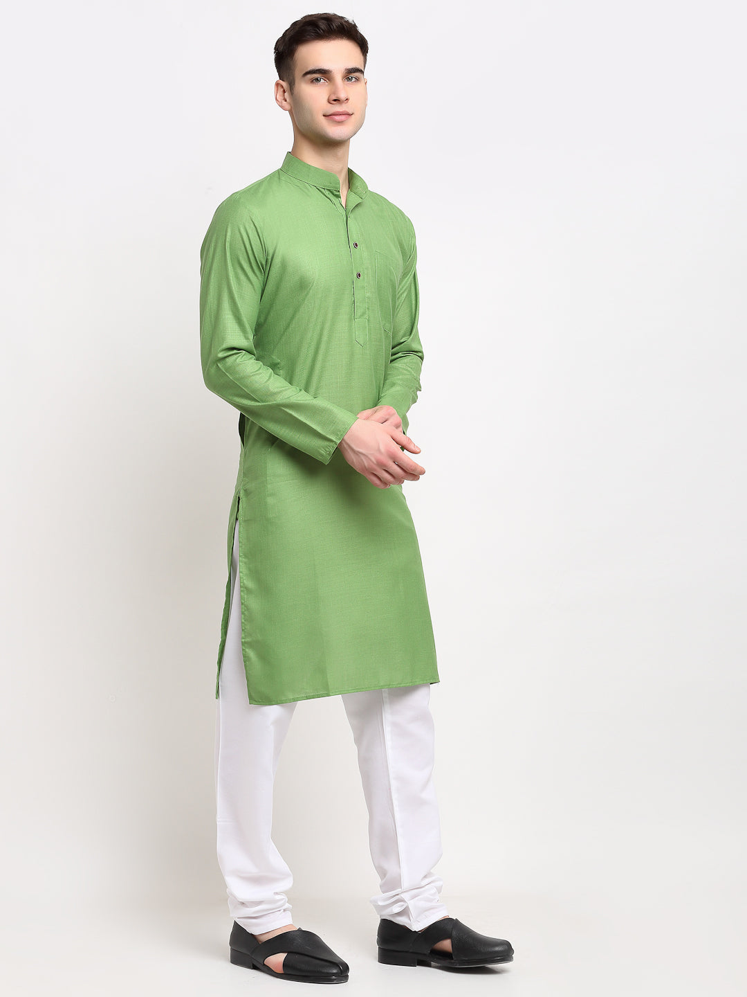 Jompers Men's Cotton Solid Kurta Pyjama - Parrot | Grocsy