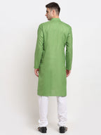 Jompers Men's Cotton Solid Kurta Pyjama - Parrot | Grocsy