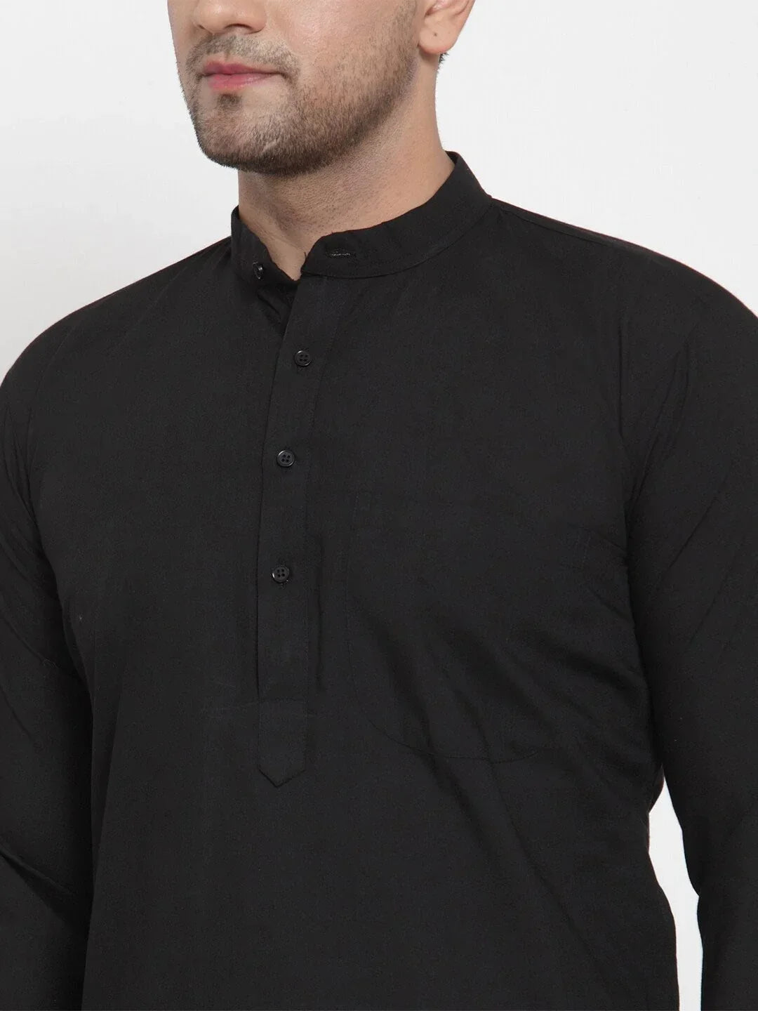 Jompers Men's Black Cotton Solid Kurta Payjama Sets | Grocsy