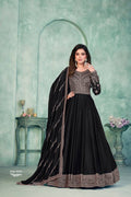 Anaita Black Embroidered Art Silk Anarkali Suit | Grocsy