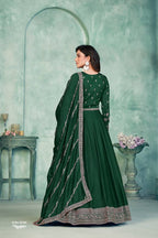 Anaita Green Embroidered Art Silk Anarkali Suit | Grocsy