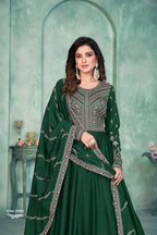 Anaita Green Embroidered Art Silk Anarkali Suit | Grocsy