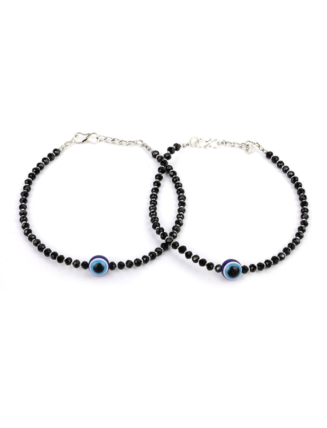 Priyaasi Women Black Beads Silver Plated Traditional Anklets - Limited Time Offer | Grocsy