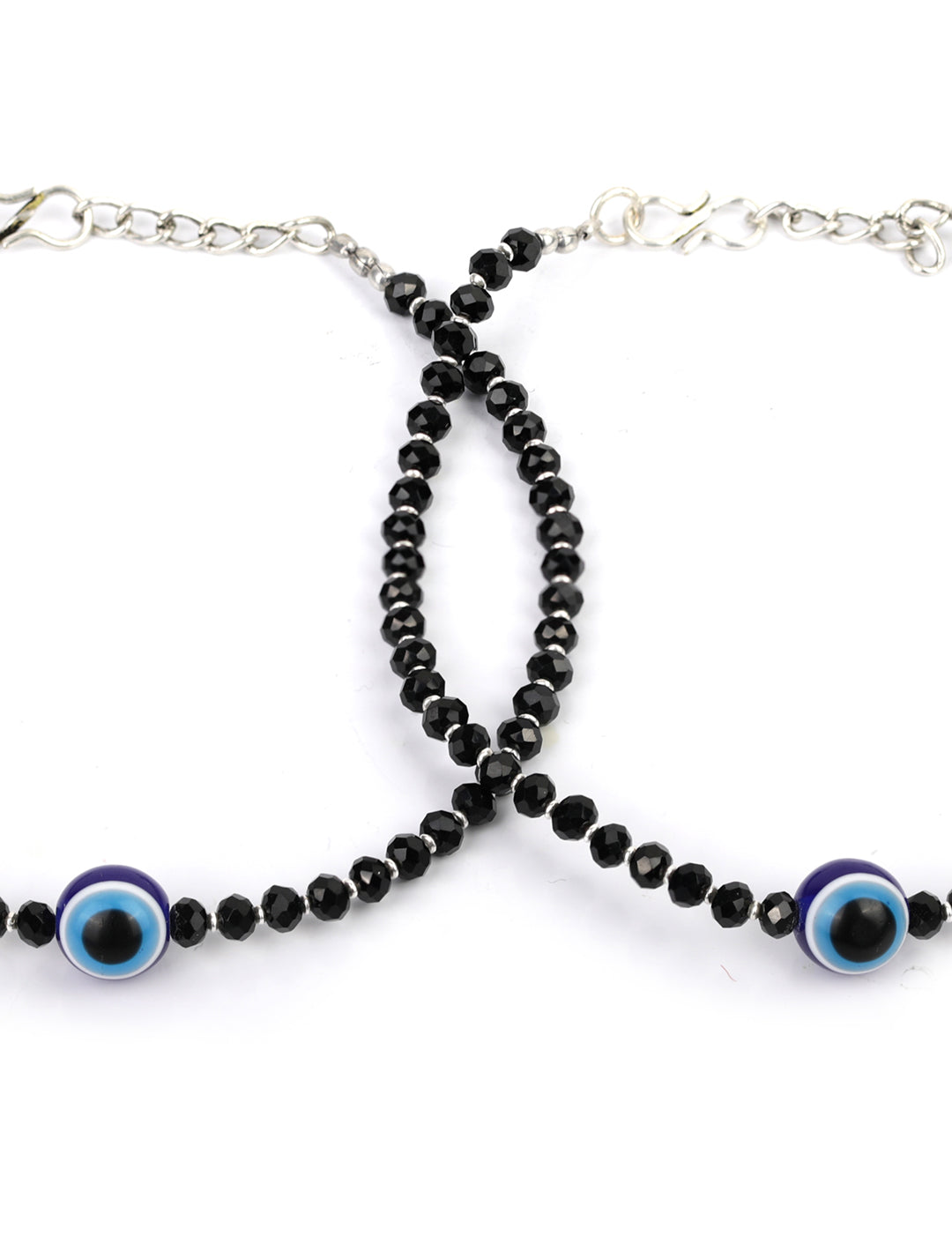 Priyaasi Women Black Beads Silver Plated Traditional Anklets - Limited Time Offer | Grocsy