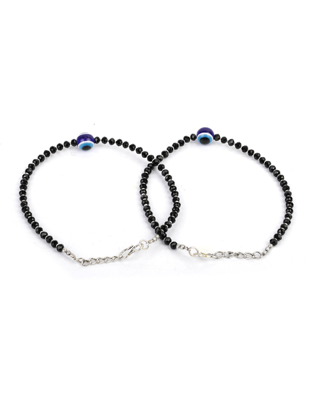 Priyaasi Women Black Beads Silver Plated Traditional Anklets - Limited Time Offer | Grocsy