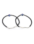 Priyaasi Women Black Beads Silver Plated Traditional Anklets - Limited Time Offer | Grocsy