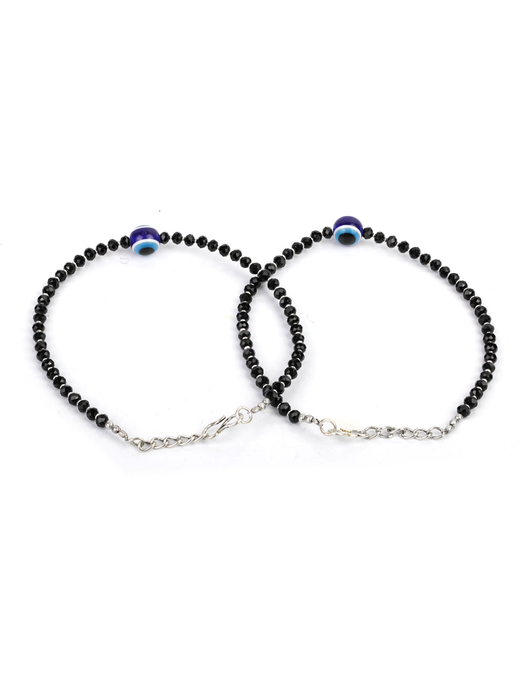 Priyaasi Women Black Beads Silver Plated Traditional Anklets - Limited Time Offer | Grocsy
