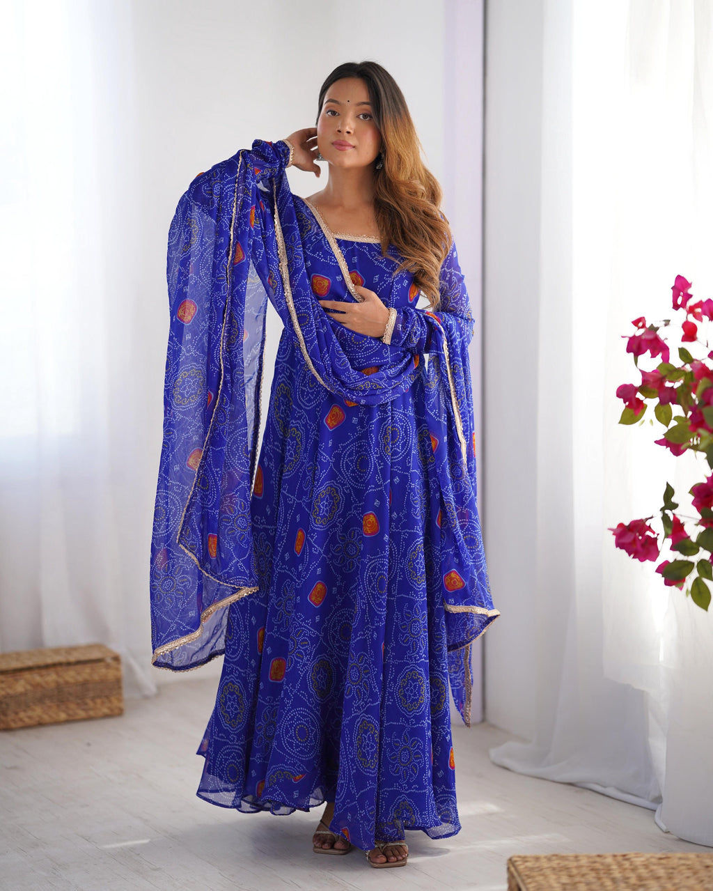 Lehenga Mart Wedding Wear Anarkali Suit With Dupatta - Blue | Grocsy